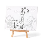 "Painting set - giraffe 12 colour + 2 brush 2 printing canvas (15*20cm) 1 white canva (15*20cm) 1 stand"_8429784_3