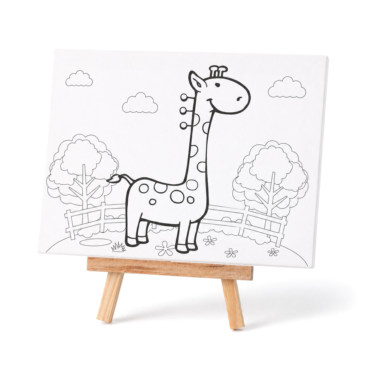 "Painting set - giraffe 12 colour - 2 brush 2 printing canvas (15*20cm) 1 white canva (15*20cm) 1 stand" 8429784 3