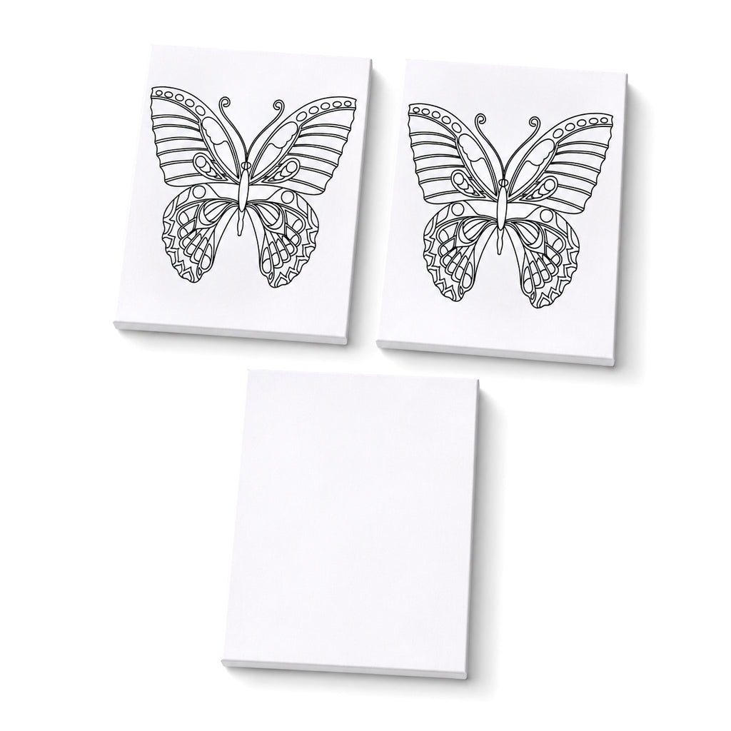 "Painting set - butterfly 12 colour + 2 brush 2 printing canvas (15*20cm) 1 white canva (15*20cm) 1 stand"_8429785_2