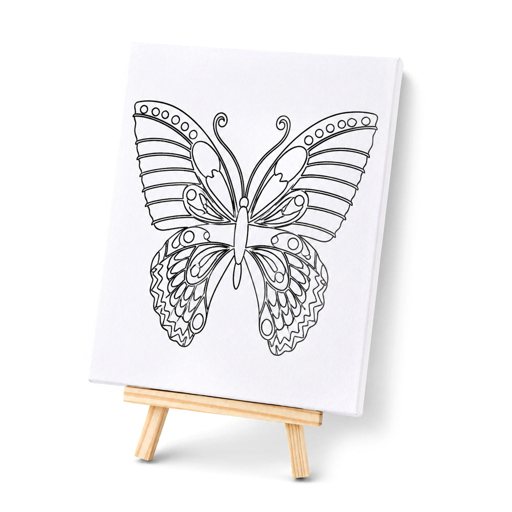 "Painting set - butterfly 12 colour + 2 brush 2 printing canvas (15*20cm) 1 white canva (15*20cm) 1 stand"_8429785_3