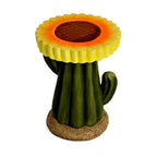 LIVMORE Sculptural Resin Sunflower & Cactus Accent Stool (32x32x42.5cm) - Yellow & Green_8430311