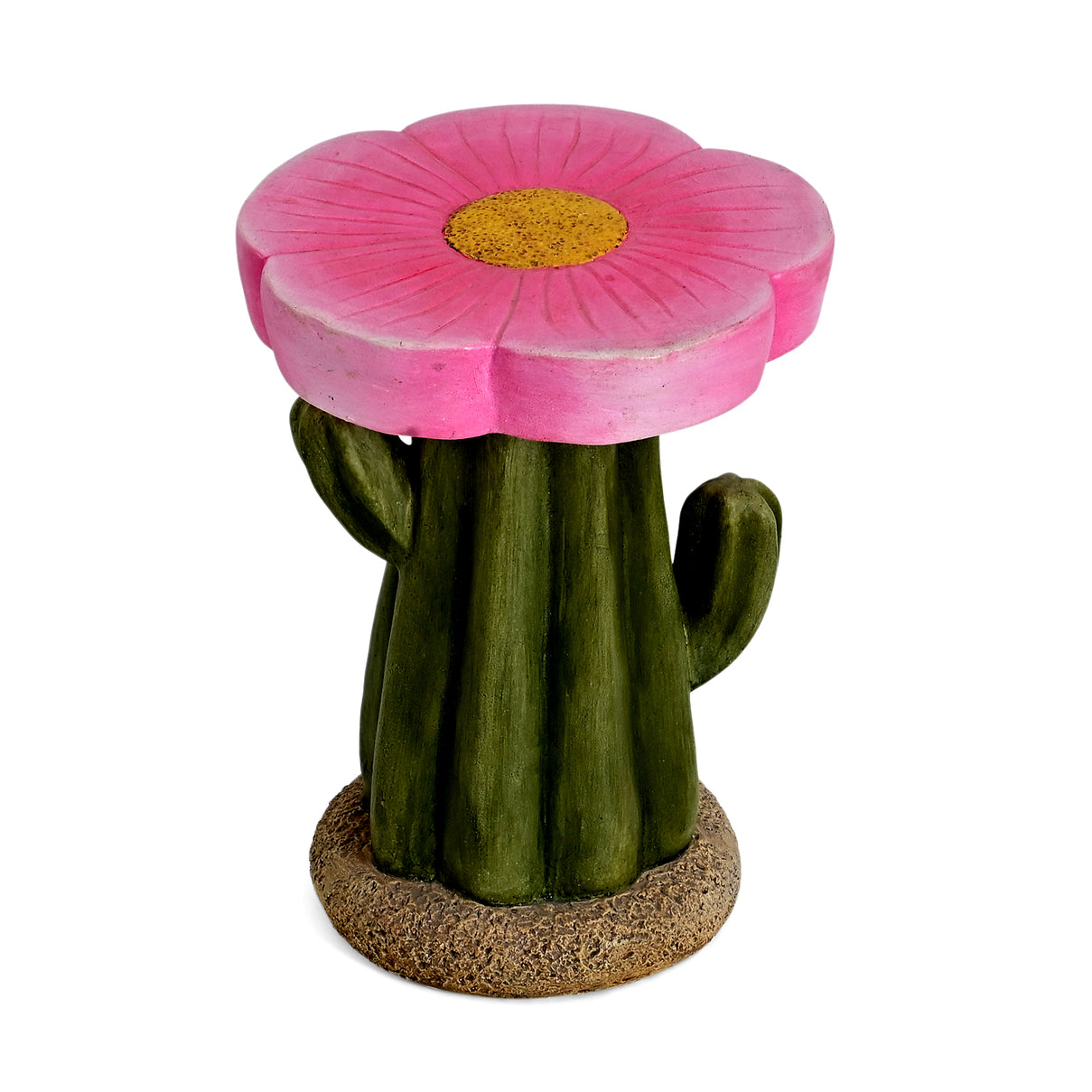 LIVMORE Sculptural Resin Flower Crown on Ribbed Saguaro Cactus Base Stool (32.5x32.5x42cm) - Pink 8430313 0