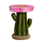 LIVMORE Sculptural Resin Flower Crown on Ribbed Saguaro Cactus Base Stool (32.5x32.5x42cm) - Pink_8430313_2