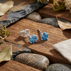 Luxuriant VS Lab Grown Blue Diamond Stud Earrings with Push Post in Rhodium Overlay Sterling Silver 0.26 Ct._8430417_1