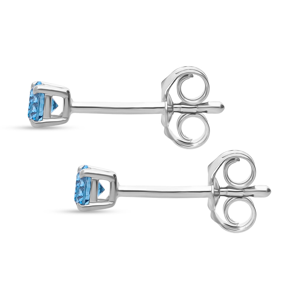 Luxuriant VS Lab Grown Blue Diamond Stud Earrings with Push Post in Rhodium Overlay Sterling Silver 0.26 Ct._8430417_3