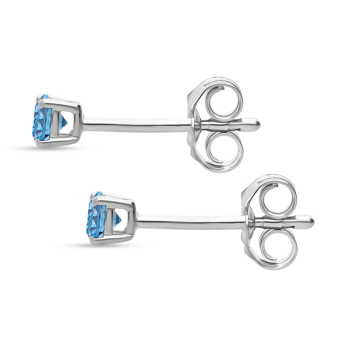 LUXURIANT Lab Grown Blue Diamond Solitaire Stud Earrings in Rhodium Overlay Sterling Silver (VS) 8430417 4