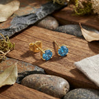 Luxuriant VS Lab Grown Blue Diamond Earrings with Push Post in 18K Vermeil Yellow Gold Plated Sterling Silver_8430418_1