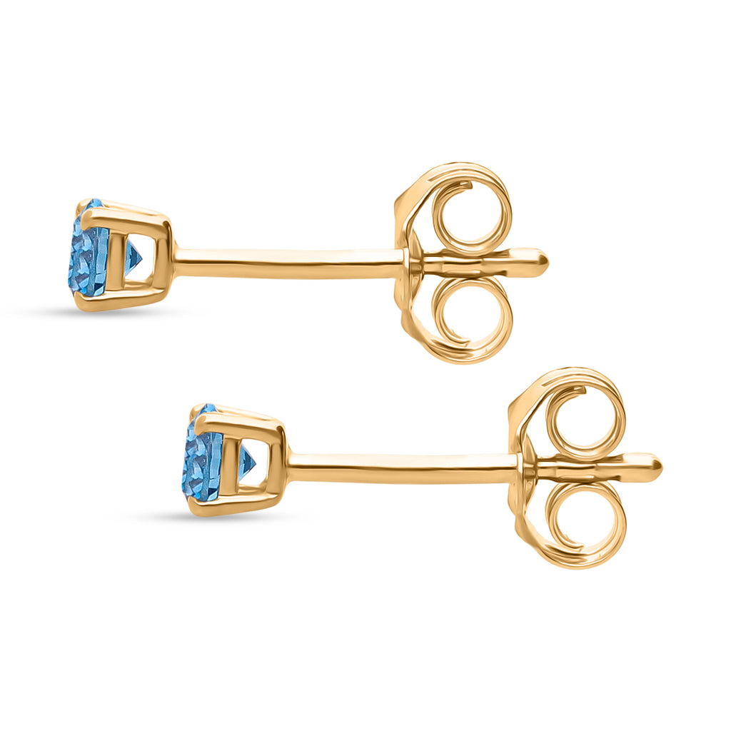 Luxuriant VS Lab Grown Blue Diamond Earrings with Push Post in 18K Vermeil Yellow Gold Plated Sterling Silver_8430418_3