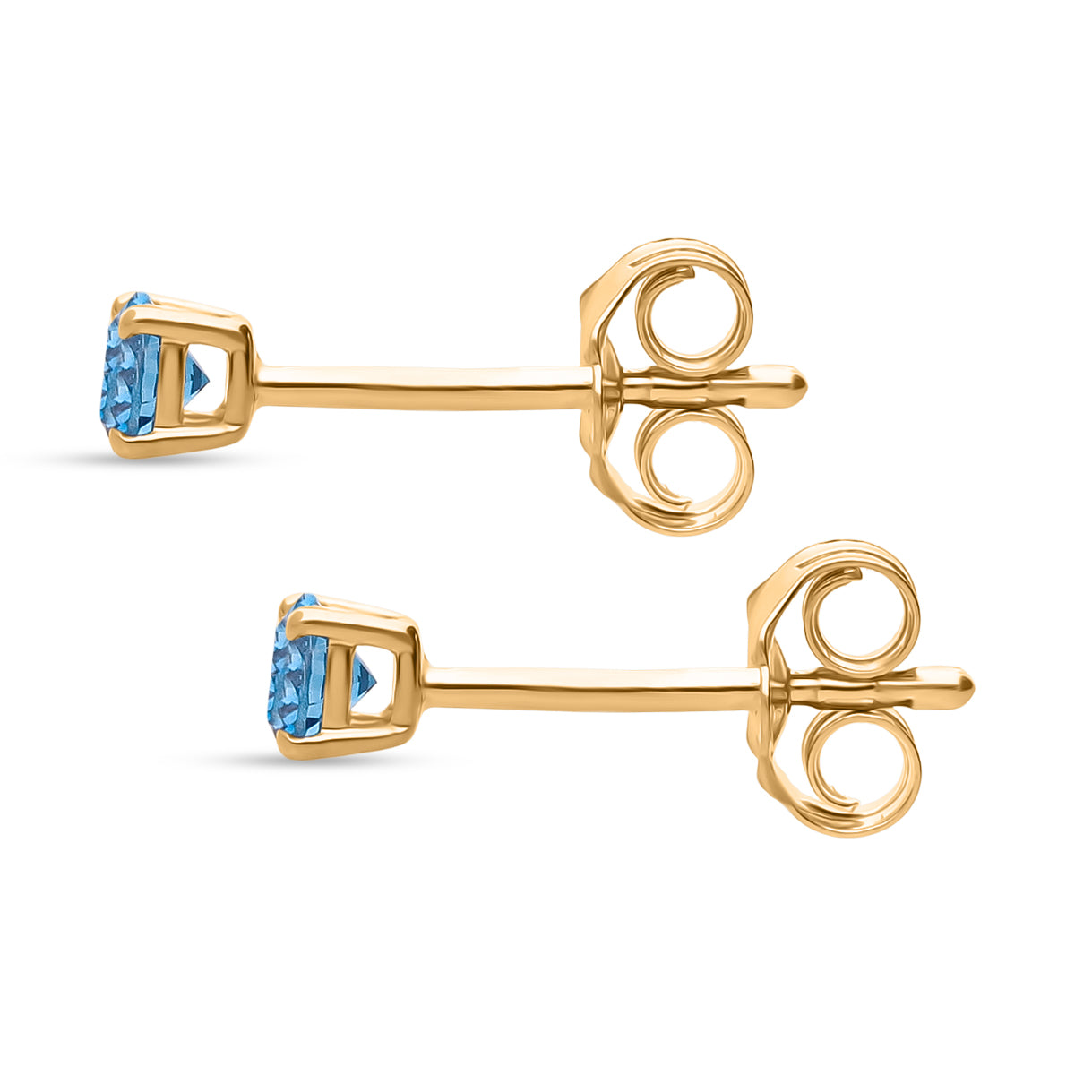 LUXURIANT Lab Grown Blue Diamond Solitaire Stud Earrings in 18K Vermeil Yellow Gold Over Sterling Silver (VS) 8430418 4