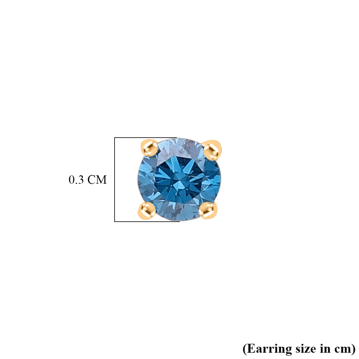 LUXURIANT Lab Grown Blue Diamond Solitaire Stud Earrings in 18K Vermeil Yellow Gold Over Sterling Silver (VS) 8430418 5