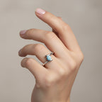 Luxuriant Diamond Collection - SI Lab Grown Blue Diamond Solitaire Bypass Ring in Rhodium Overlay Sterling Silver_8430515_2