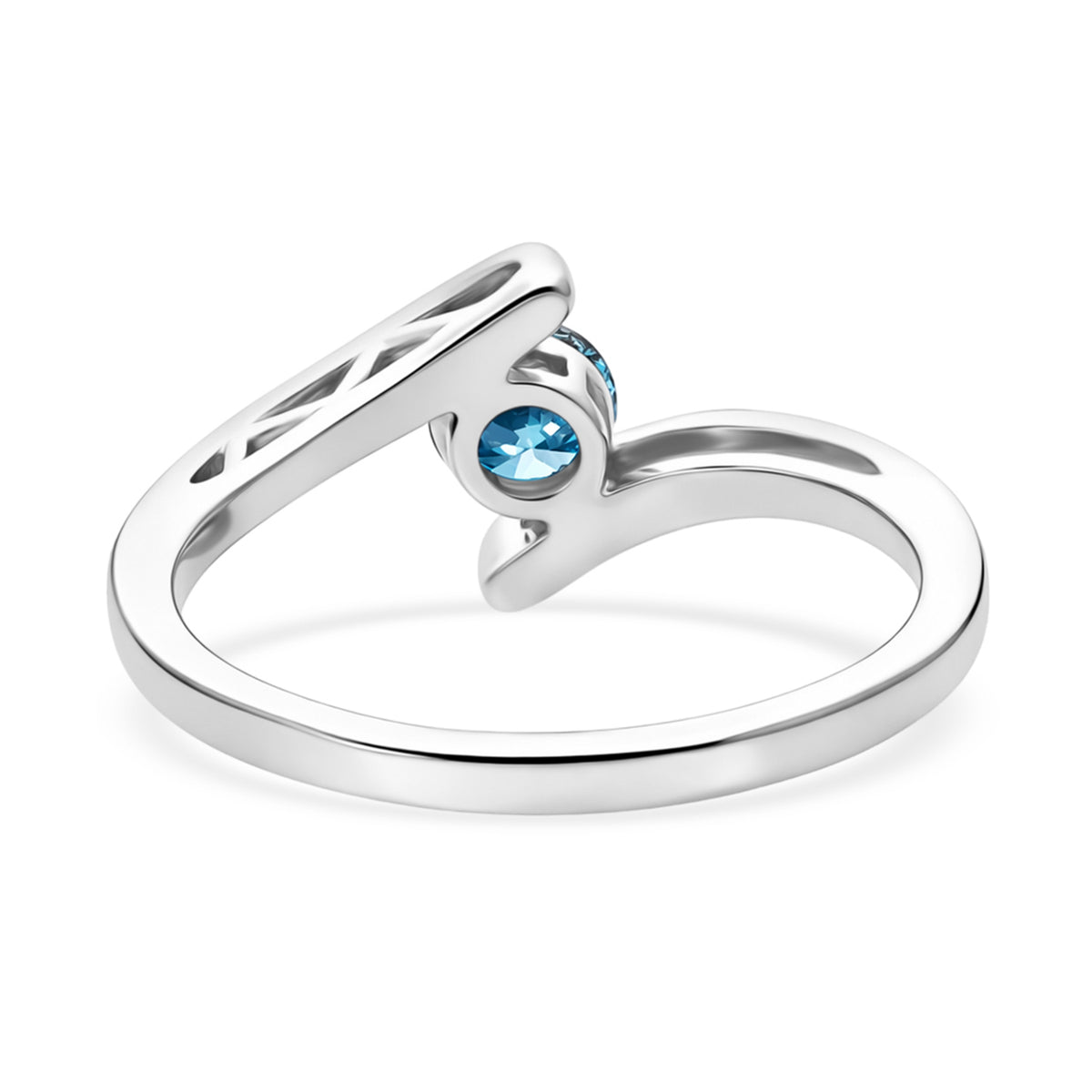 LUXURIANT 0.5 Ct. Lab Grown Blue Diamond Solitaire Bypass Ring in Rhodium Overlay Sterling Silver 8430515 7