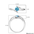 Luxuriant Diamond Collection - SI Lab Grown Blue Diamond Solitaire Bypass Ring in Rhodium Overlay Sterling Silver_8430515_7