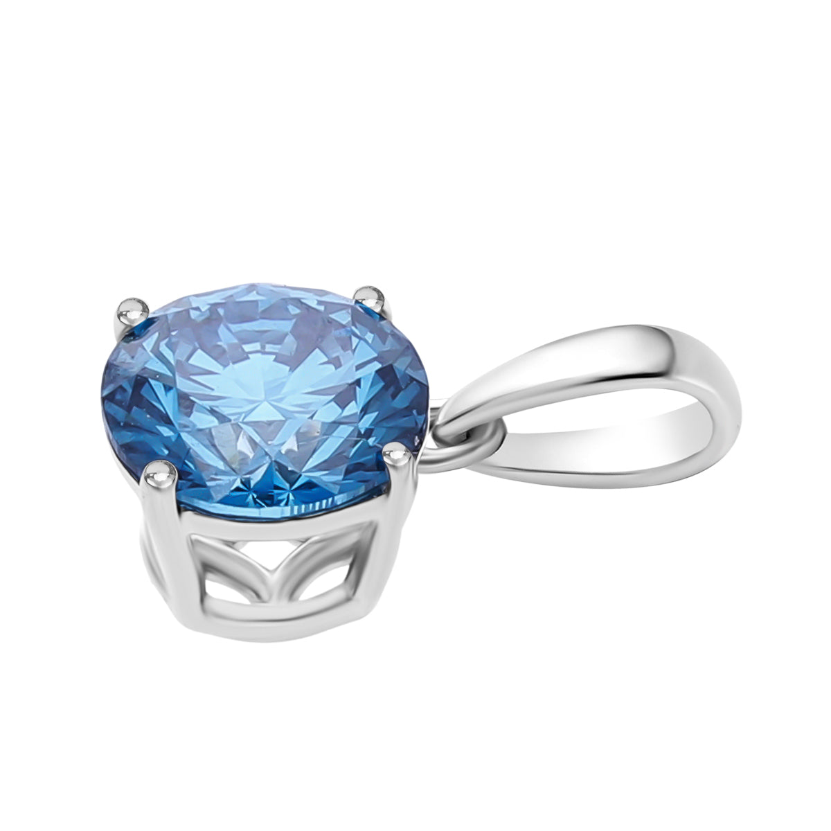 Close Out Deal - LUXURIANT 1 Ct. Blue Lab Grown Diamond Round-Cut Solitaire Pendant in 9K White Gold SGL Certified (VS) 8430521 4