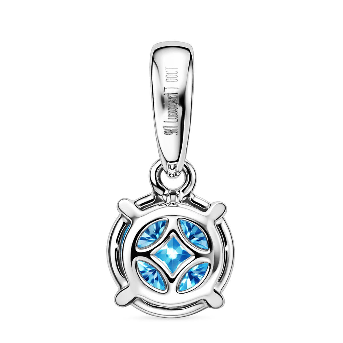 Close Out Deal - LUXURIANT 1 Ct. Blue Lab Grown Diamond Round-Cut Solitaire Pendant in 9K White Gold SGL Certified (VS) 8430521 5
