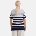 La Marey Knitted Short Sleeve Striped Top (Size L, Fit 16 To 18) - White & Navy Blue_8430528_2