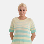 La Marey Knitted Short Sleeve Striped Top (Size S, Fit 8 To 10) - Yellow & Pastel Green_8430635_4