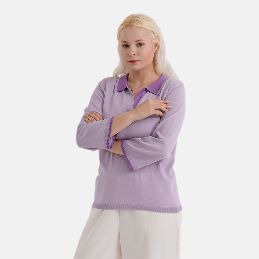 La Marey Light Knitted Polo Shirt (Size XL, Fit 20 To 22) - Purple_8430658