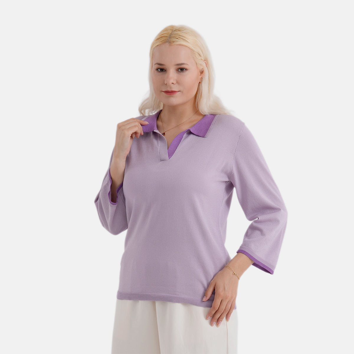 La Marey Light Knitted Polo Shirt (Size XL, Fit 20 To 22) - Purple V32566755 5