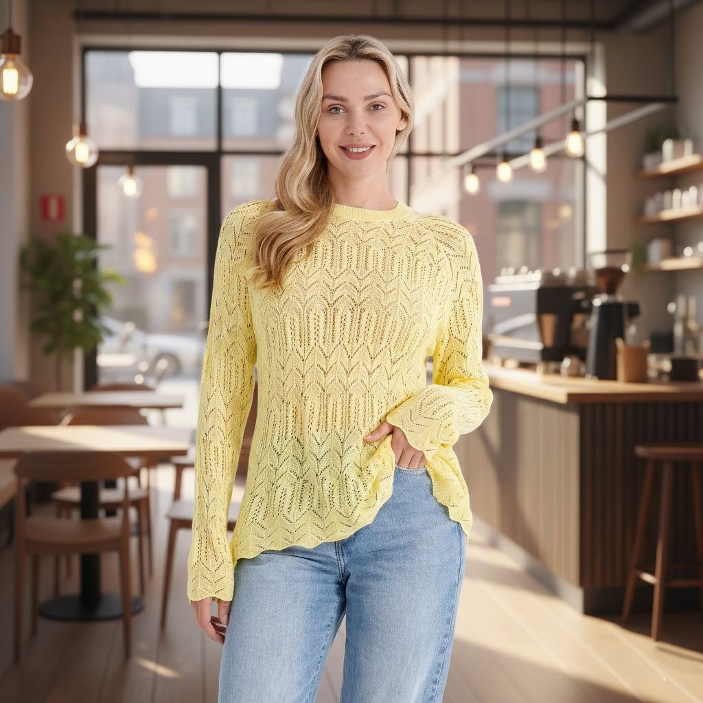 La Marey Scallop Detail Light Weight Jumper (Size - L, 16-18) - Butter Yellow_8430692_1