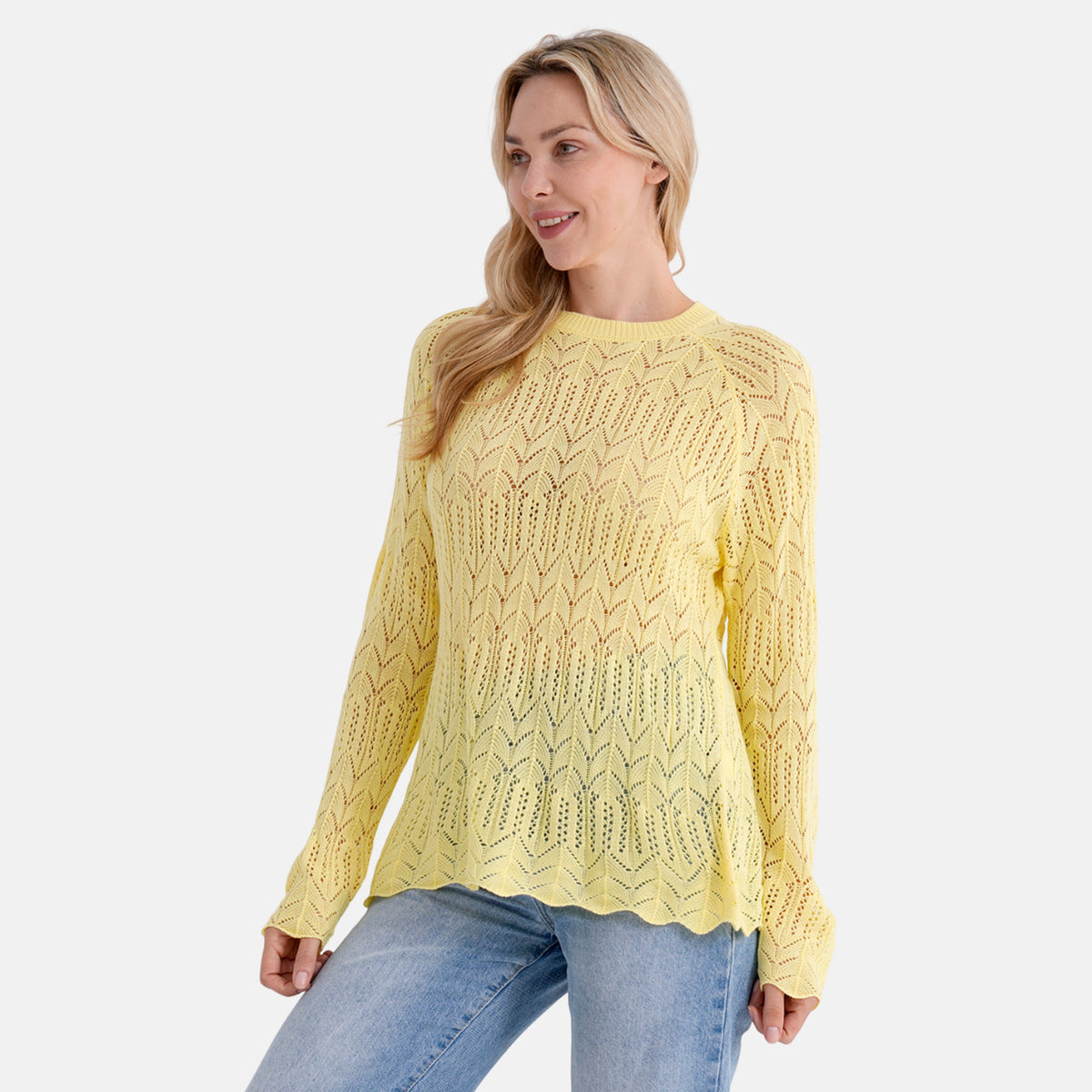La Marey Scallop Detail Light Weight Jumper (Size - L, 16-18) - Butter Yellow V32529981 4