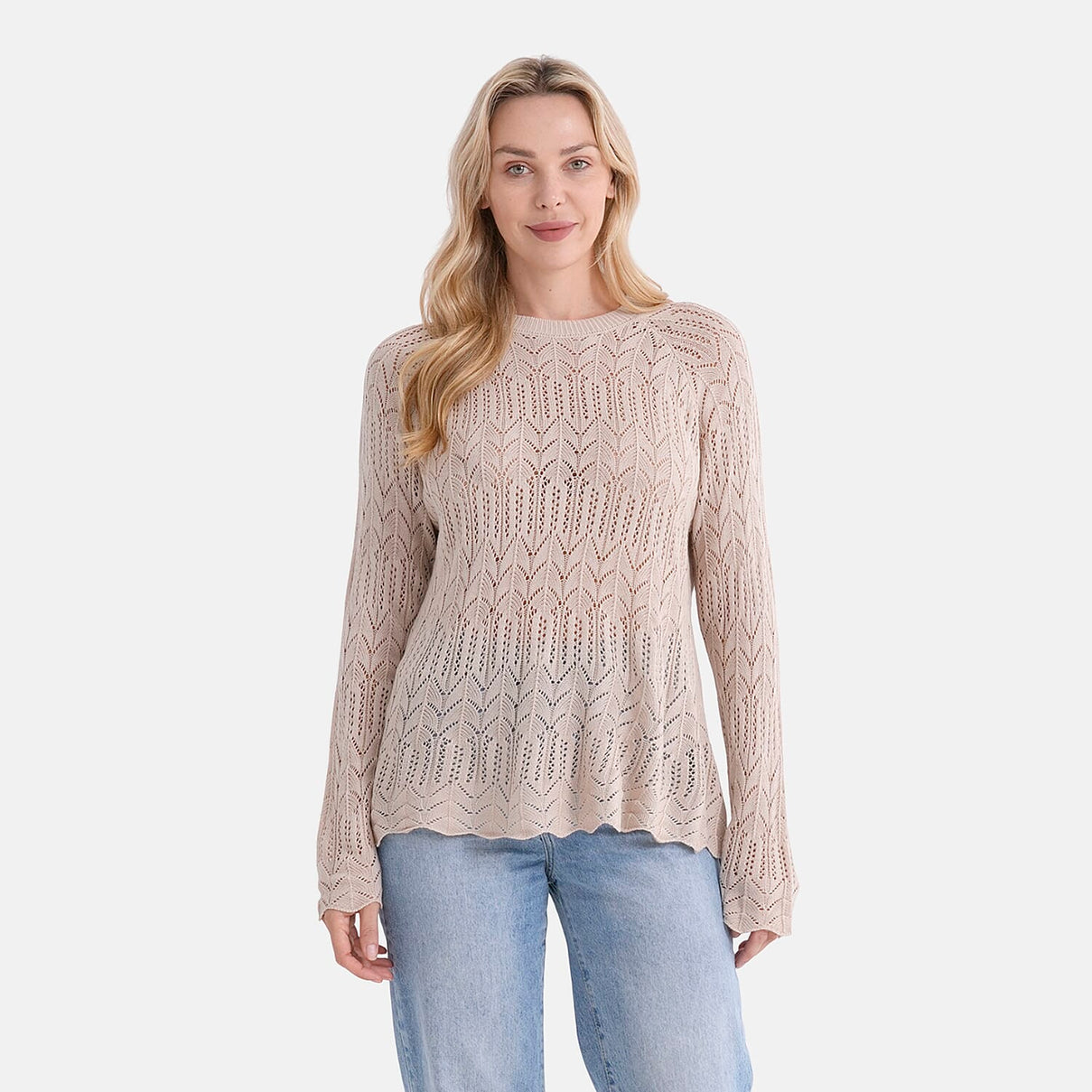 La Marey Scallop Detail Light Weight Jumper (Size - S, 8-10) - Beige V32515475 0