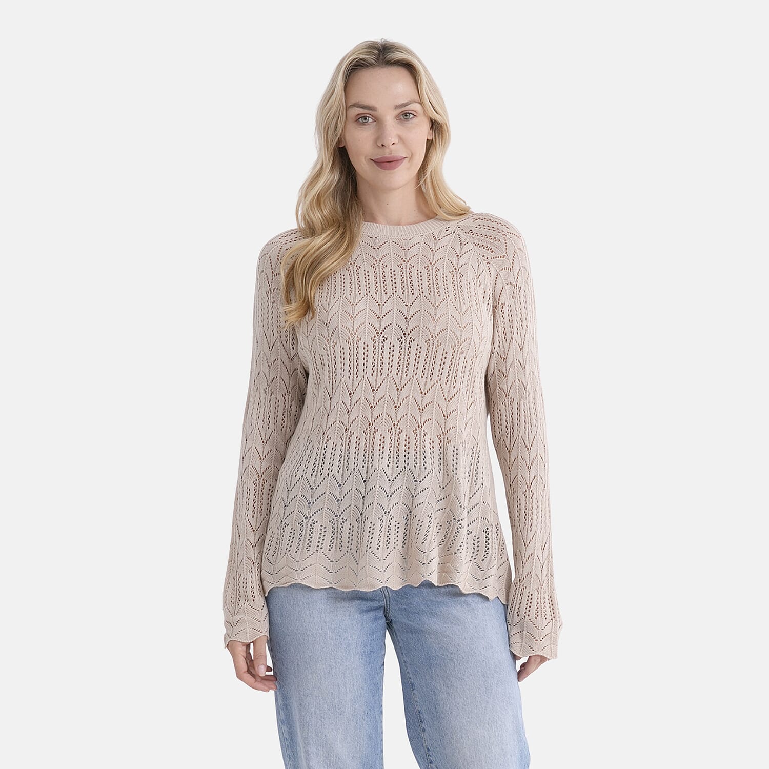 La Marey Scallop Detail Light Weight Jumper (Size - S, 8-10) - Beige V32515475 0