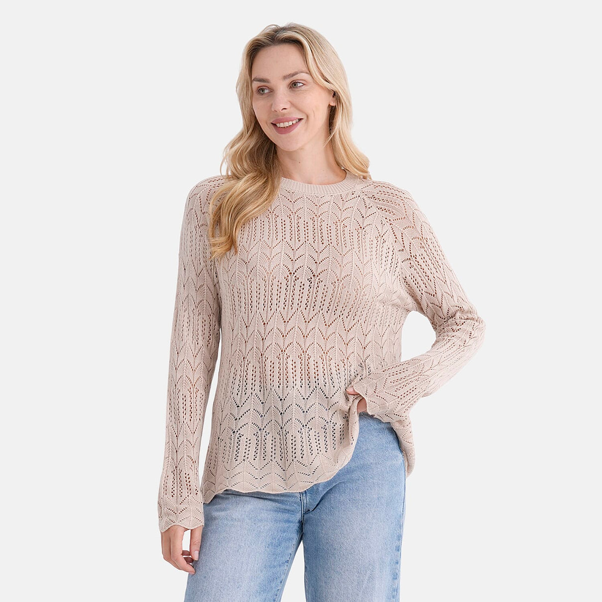 La Marey Scallop Detail Light Weight Jumper (Size - S, 8-10) - Beige V32515475 4