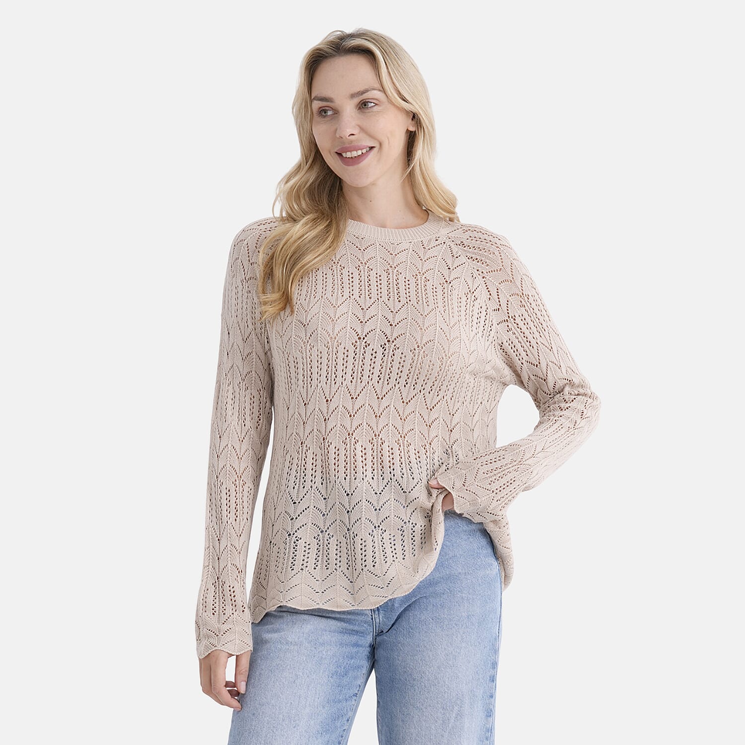 La Marey Scallop Detail Light Weight Jumper (Size - S, 8-10) - Beige V32515475 4