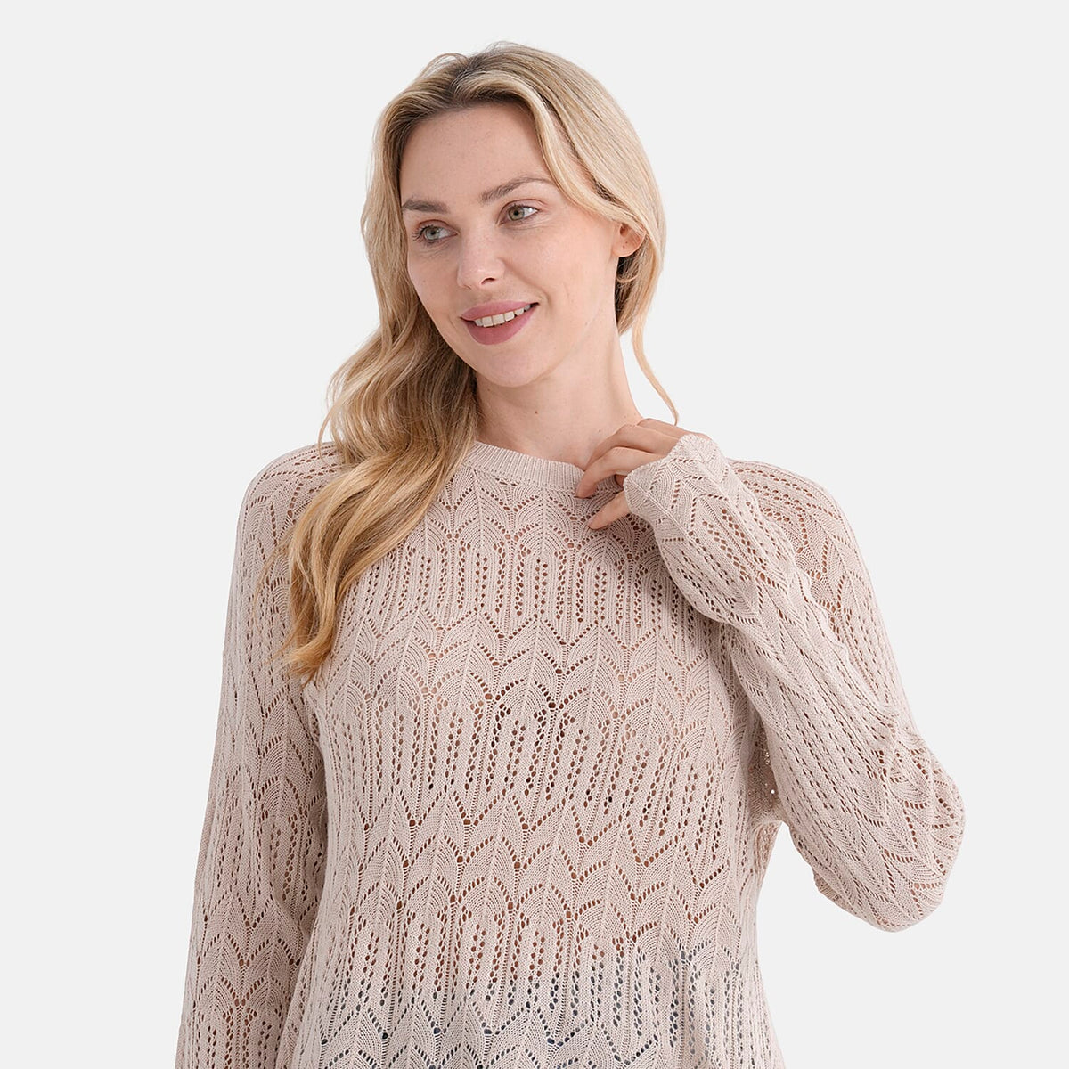 La Marey Scallop Detail Light Weight Jumper (Size - S, 8-10) - Beige V32515475 6