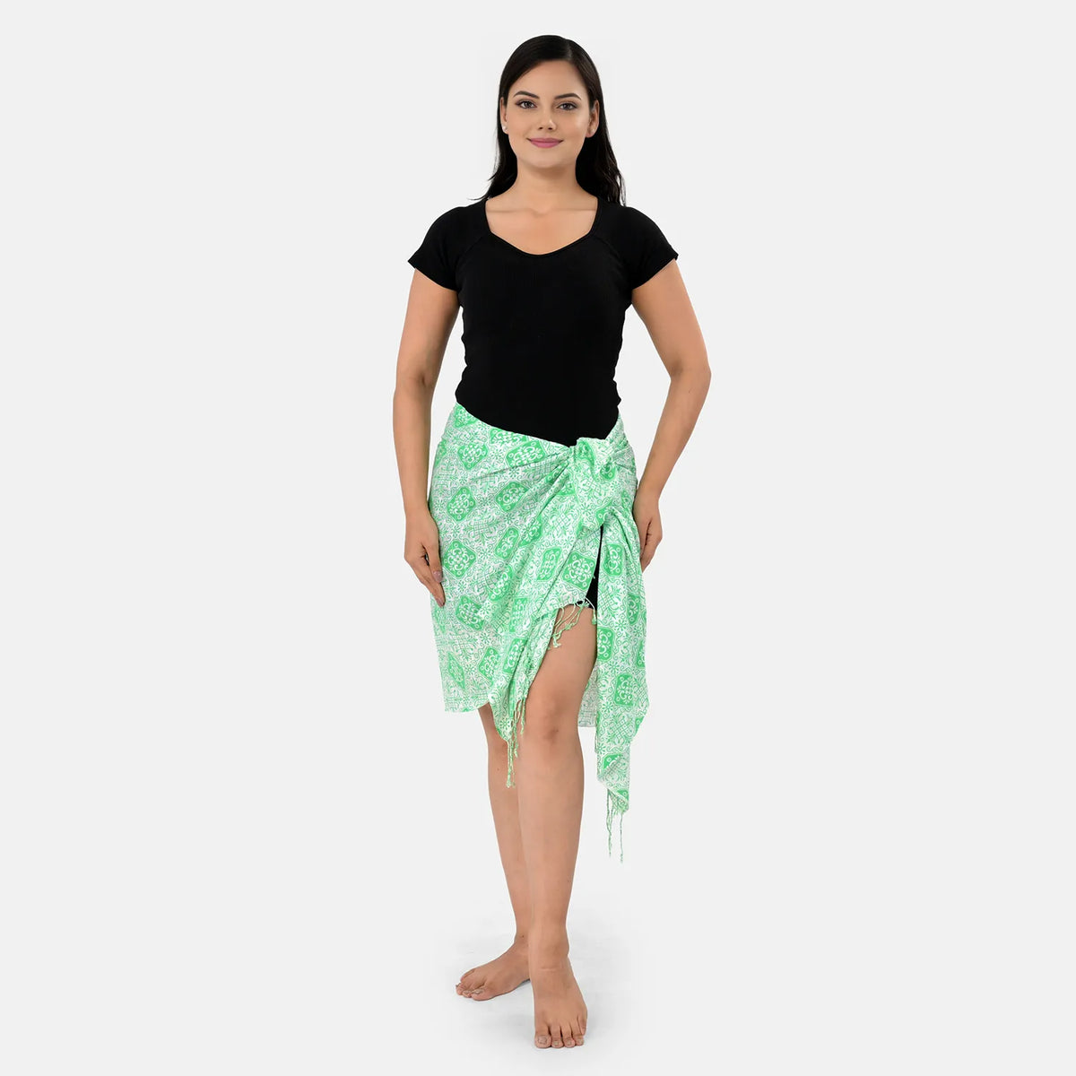 La Marey Womens Printed Viscose Sarong Beach Wrap (178 x 66cm) - Green V32653338 0