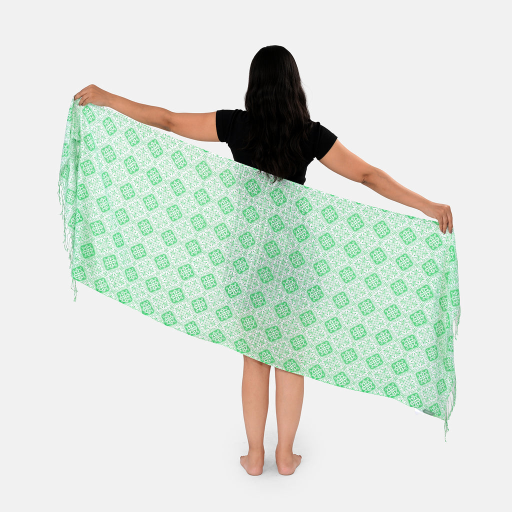 La Marey Printed Stole (Size 178x1 cm) - Green_8430722_4