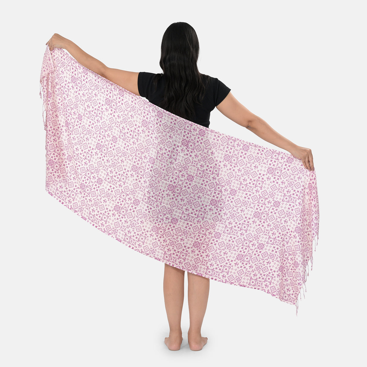 La Marey Womens Printed Viscose Sarong Beach Wrap (178 x 66cm) - Purple V32644098 5