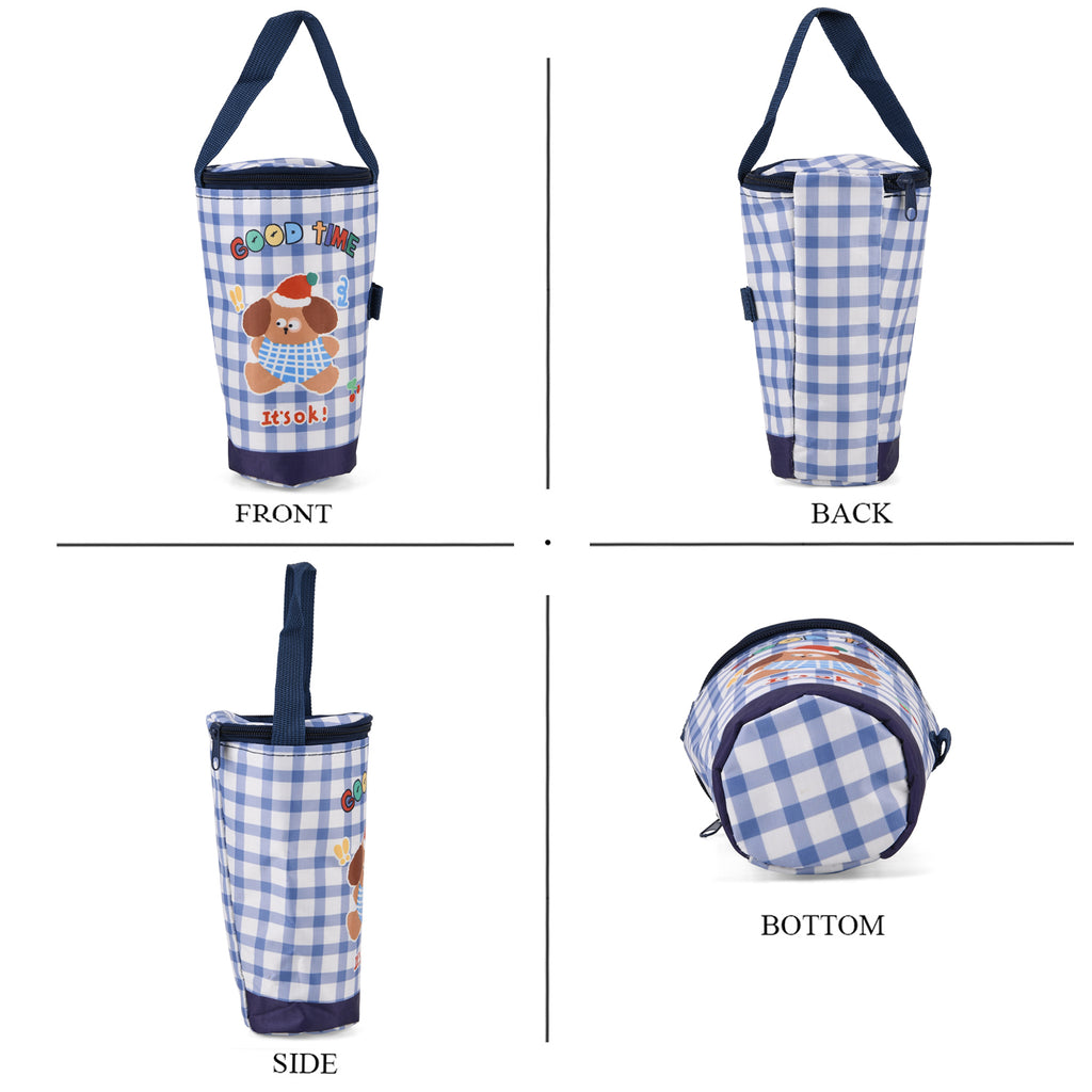 Cute Cartoon Print Insulated Tumbler Travel Mug Bag with Handle & Straw Hole - Navy_8430861_4