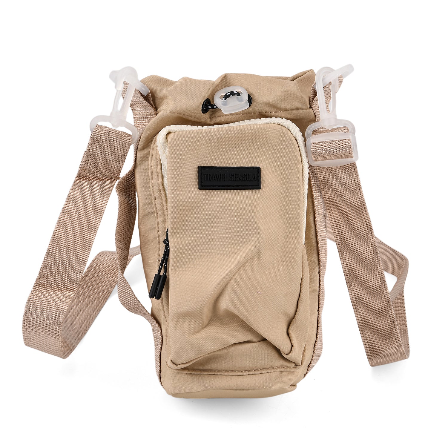 Insulated Style Coffee/Water Bottle Carrier with Wide Crossbody Strap - Beige V32534579 0