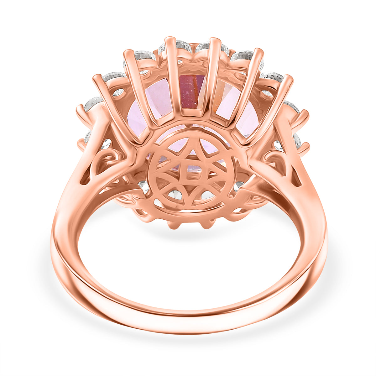 D'Joy Rose De France Amethyst &amp; White Zircon Halo Split Shank Ring in Rose Gold Plated Sterling Silver 7.26 Ct. 8431098 5