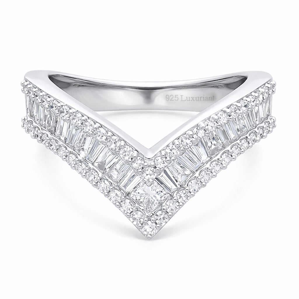 Luxuriant Lab Grown Diamond (SI/GH) Wishbone Ring in Rhodium Overlay Sterling Silver 1.00 Ct._8431120
