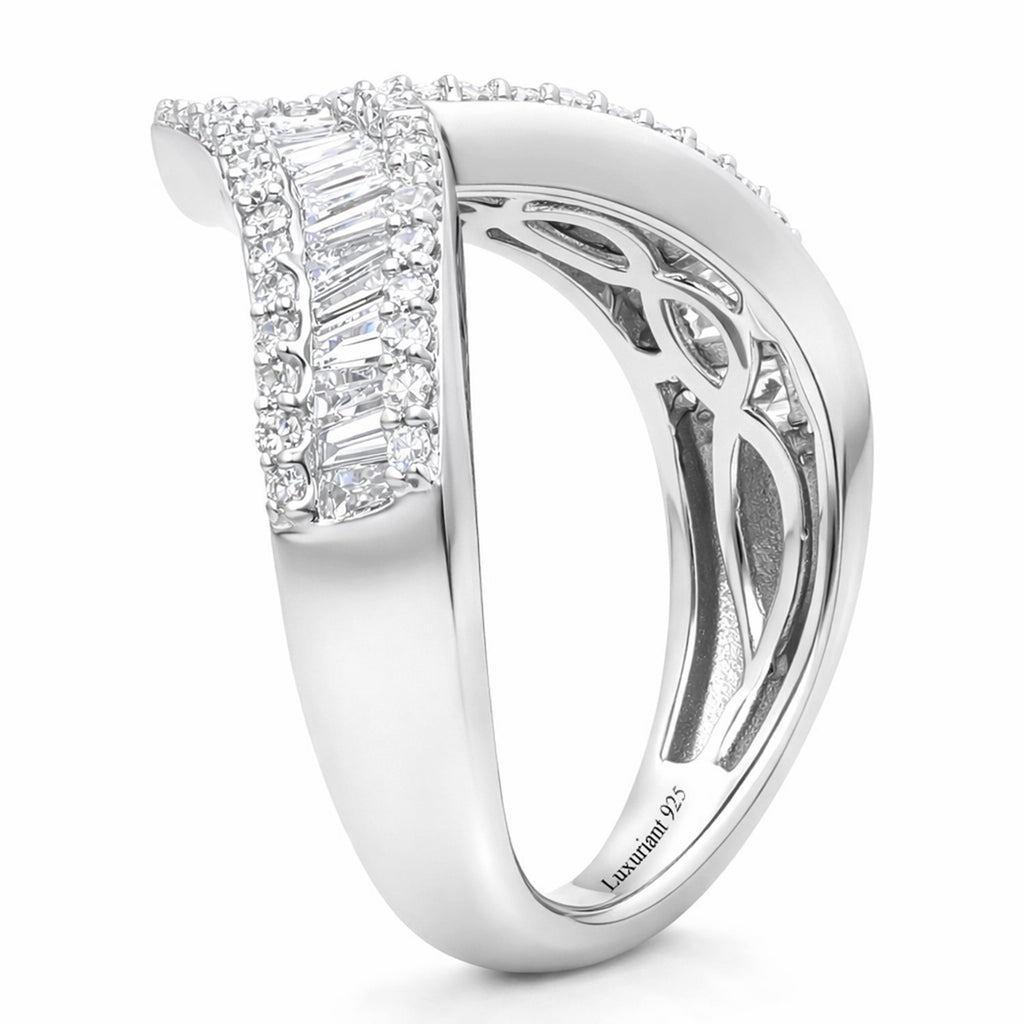 Luxuriant Lab Grown Diamond (SI/GH) Wishbone Ring in Rhodium Overlay Sterling Silver 1.00 Ct._8431120_3