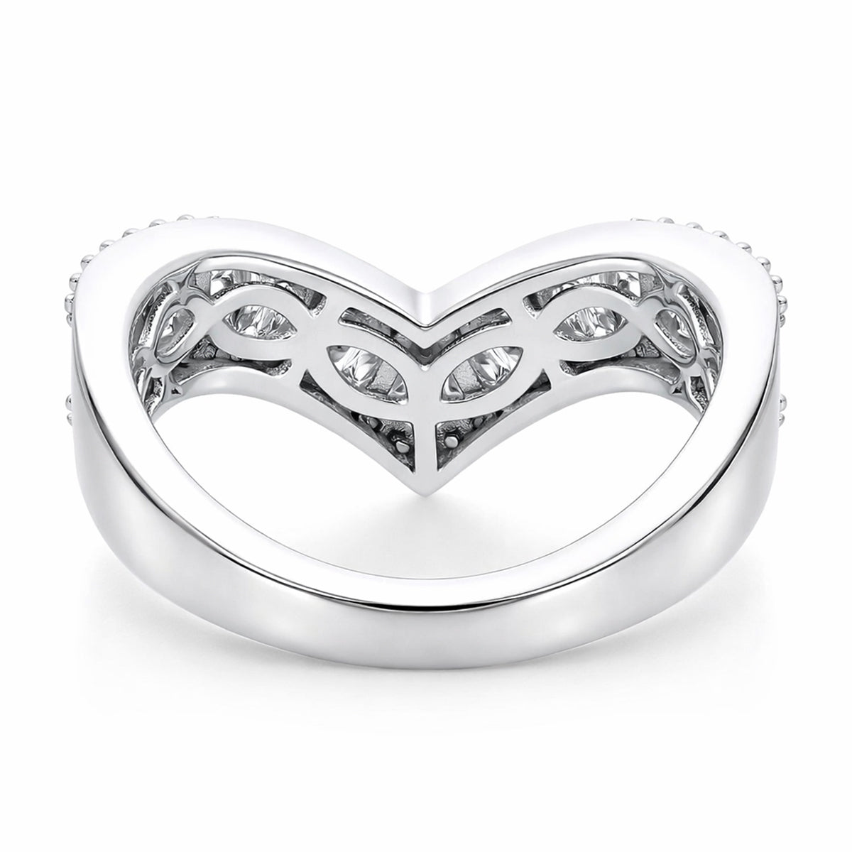 LUXURIANT 1 Ct. Lab Grown Diamond Wishbone Ring in Rhodium Overlay Sterling Silver (SI-GH) 8431120 5