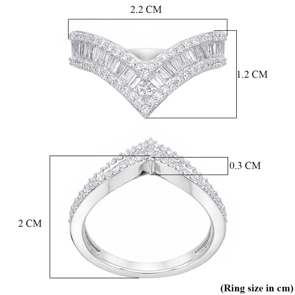 Luxuriant Lab Grown Diamond (SI/GH) Wishbone Ring in Rhodium Overlay Sterling Silver 1.00 Ct._8431120_5