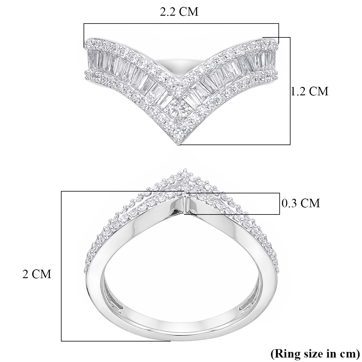 LUXURIANT 1 Ct. Lab Grown Diamond Wishbone Ring in Rhodium Overlay Sterling Silver (SI-GH) 8431120 6
