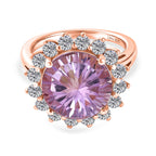 D'Joy Rose De France Amethyst & White Zircon Halo Split Shank Ring in Rose Gold Plated Sterling Silver 7.26 Ct._8431124