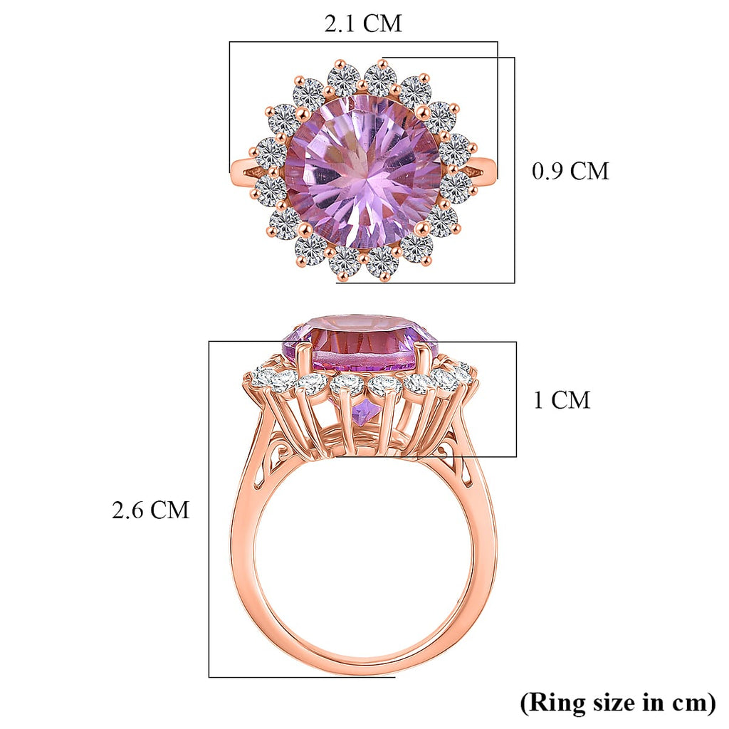 D'Joy Rose De France Amethyst & White Zircon Halo Split Shank Ring in Rose Gold Plated Sterling Silver 7.26 Ct._8431124_5
