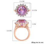 D'Joy Rose De France Amethyst & White Zircon Halo Split Shank Ring in Rose Gold Plated Sterling Silver 7.26 Ct._8431127_5