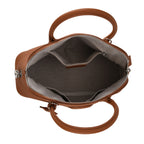 Premium Genuine Leather Domed Satchel Bag with Detachable Crossbody Strap - Alloy Orange_8431432_5
