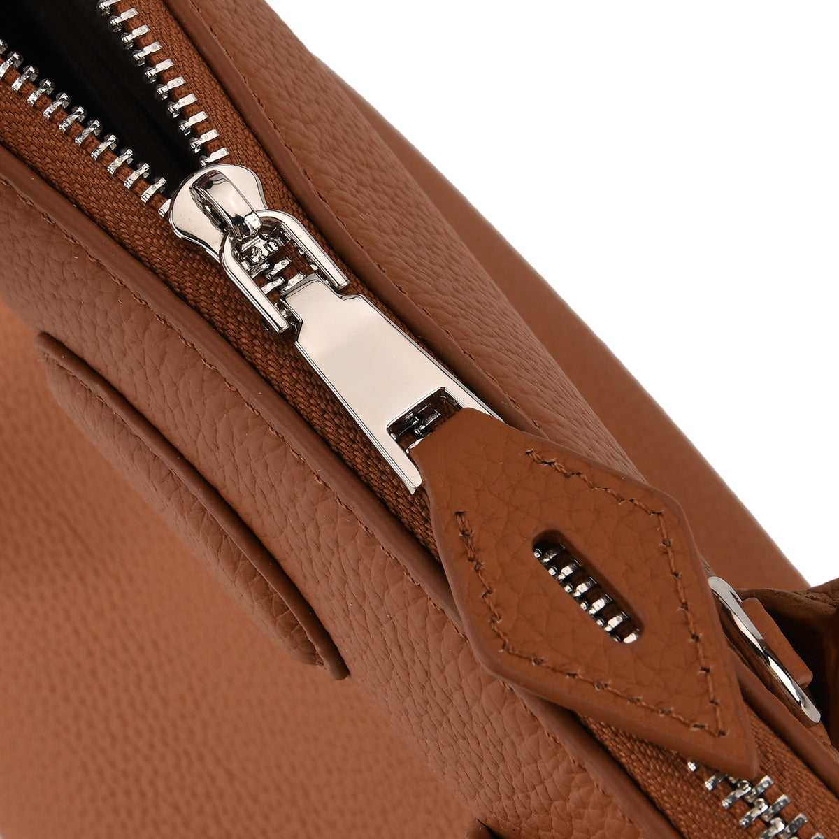 Premium Genuine Leather Domed Satchel Bag with Detachable Crossbody Strap - Alloy Orange V32530055 7