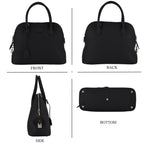 Premium Genuine Leather Domed Satchel Bag with Detachable Crossbody Strap - Black_8431433_4