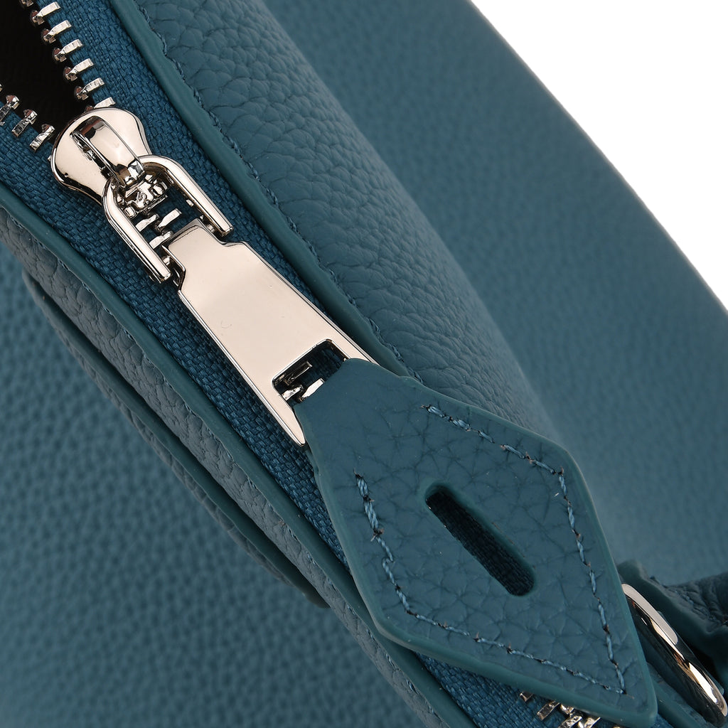 Premium Genuine Leather Domed Satchel Bag with Detachable Crossbody Strap - Teal_8431454_6