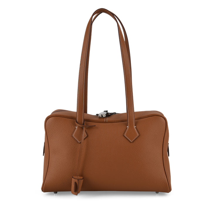 Designer Closeout Deal - Genuine Leather Structured Bag with Padlock and Key - Teal 8431477 1