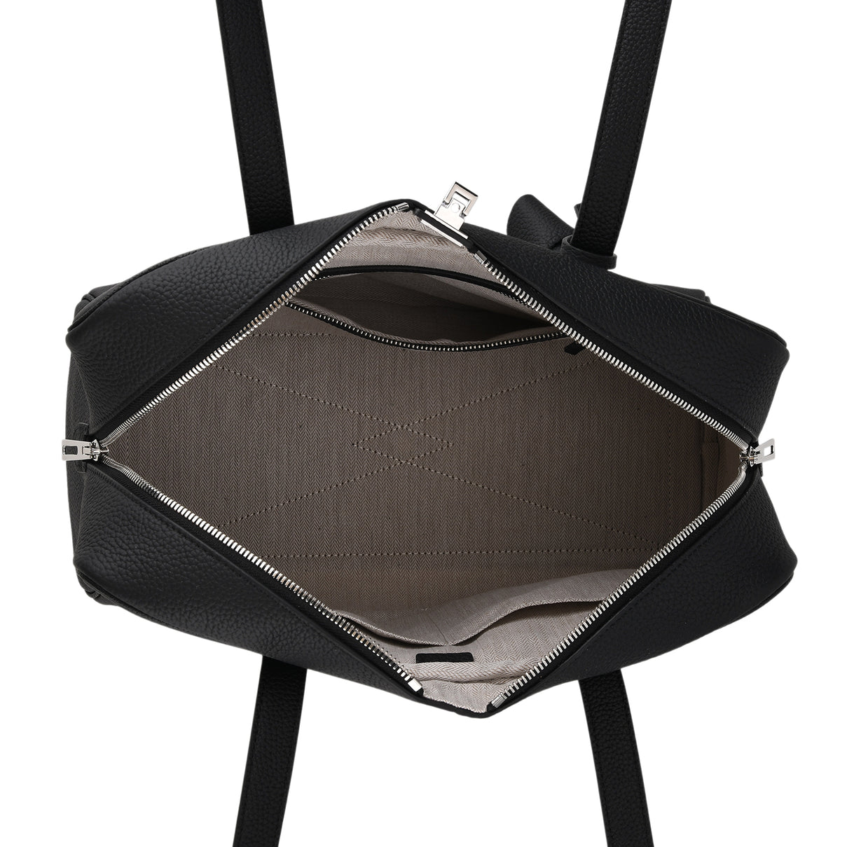 Designer Closeout Deal - Genuine Leather Structured Bag with Padlock and Key - Black 8431473 6
